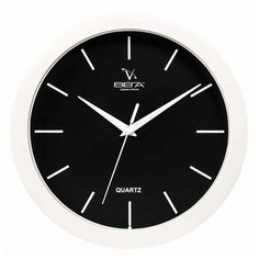 Часы настенные кварцевые Вега Белые риски в белом белый/черный Vega