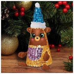 Школа талантов Набор для творчества. Новогодняя игрушка пайетками "Мишка" 14 х 6 х 6 см + 3 цвета пайеток, меховые палочки