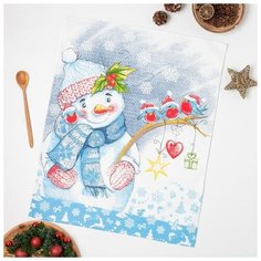 Коллекция Полотенце вафельное Снеговик 1 47х60 см, хлопок 100%, 185г/м2