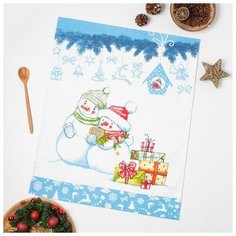 Коллекция Полотенце вафельное Снеговик 3 47х60 см, хлопок 100%, 185г/м2