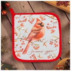 Этель Прихватка "Winter birds" 19х19см, саржа, 100% х/л, ватин 250г/м2