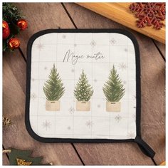 Этель Прихватка "Happy New Year" 19х19см, саржа, 100% х/л, ватин 250г/м2