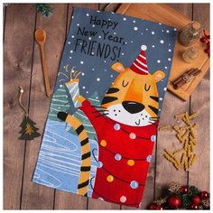 Доляна Полотенце Доляна «С Новым годом, друзья!» 35х60 см,100% хлопок 160 г/м2