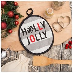 Доляна Прихватка "Holly Jolly" 17х17см,100% хл 160 г/м2, рогожка