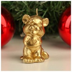 Дарим Красиво Свеча новогодняя декоративная "Тигренок - малыш", 4,5х6,1х7,5 см, золотой