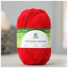 Камтекс Пряжа "Мягкий хлопок" 70% хлопок, 30% нейлон 220м/100гр (046 красный)