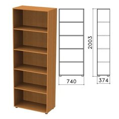 Шкаф (стеллаж) "Фея", 740х370х2000 мм, 4 полки, цвет орех милан, ШФ14.5, 1 шт.