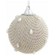 Елочный шар Magic Time Светлый с белыми бусинами 78633, белый, 8 см