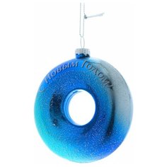 Елочная игрушка Magic Time Пончик «С новым годом!» 87390, голубой, 11 см