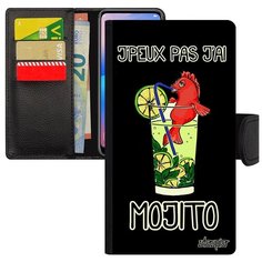 Противоударный чехол книжка на смартфон // Xiaomi Mi 8 Lite // "Не могу - у меня мохито!" Пародия Принт, Utaupia, черный