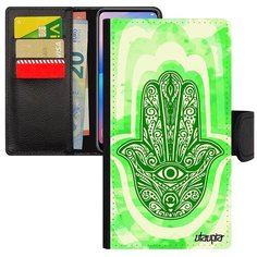 Противоударный чехол- книжка на смартфон // Xiaomi Mi 8 Lite // "Амулет Хамса" Дизайн Фетиш, Utaupia, светло- зеленый