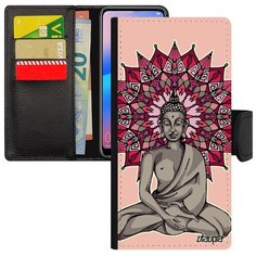 Красивый чехол- книжка на смартфон // Xiaomi Redmi 6A // "Будда" Мандала Статуя, Utaupia, серый