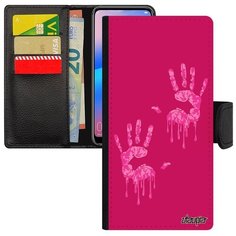 Красивый чехол- книжка на смартфон // Xiaomi Redmi 6A // "Отпечаток ладони" След Рука, Utaupia, фуксия