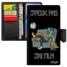 Красивый чехол- книжка на смартфон // Apple iPhone 8 // "Не могу - у меня фильм!" Надпись Рисунок, Utaupia, черный