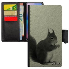 Противоударный чехол- книжка на смартфон // iPhone SE 2020 // "Белка" Вредитель Векша, Utaupia, серый