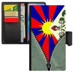 Защитный чехол- книжка на смартфон // iPhone 8 // "Флаг Тибета на молнии" Патриот Стиль, Utaupia, серый