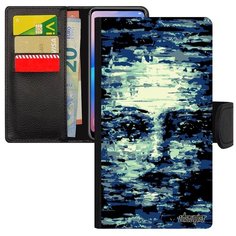 Красивый чехол книжка на смартфон // iPhone 8 // "Женское лицо" Искусственный Интеллект, Utaupia, голубой