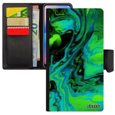 Дизайнерский чехол- книжка на смартфон // iPhone 7 Plus // "Волны" Море Краски, Utaupia, зеленый