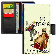 Дизайнерский чехол- книжка на смартфон // Apple iPhone SE 2020 // "No drama lama" Комичный Юмор, Utaupia, белый