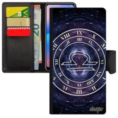 Простой чехол книжка на смартфон // Samsung Galaxy A40 // "Зодиак Весы" Horoscope Астрологический, Utaupia, синий