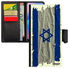 Красивый чехол книжка на смартфон // Galaxy S7 Edge // "Флаг Израиля на ткани" Патриот Государственный, Utaupia, белый