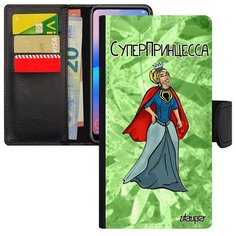 Качественный чехол- книжка на смартфон // Galaxy A40 // "Суперпринцесса" Комикс Смешной, Utaupia, светло- зеленый