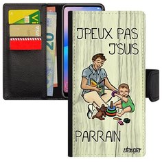 Защитный чехол- книжка на смартфон // Samsung Galaxy A40 // "Не могу - стал крестным!" Шутка Прикольный, Utaupia, светло- серый