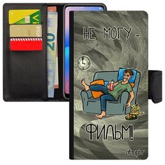 Качественный чехол- книжка на смартфон // Samsung Galaxy A40 // "Не могу - у меня фильм!" Кино Шутка, Utaupia, серый