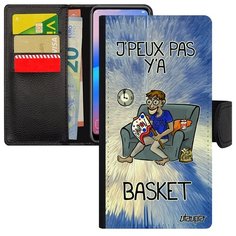 Защитный чехол- книжка на смартфон // Samsung Galaxy A40 // "Не могу - смотрю баскетбол!" Болельщик Комикс, Utaupia, голубой