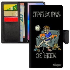 Красивый чехол книжка на смартфон // Galaxy S7 Edge // "Не могу - играю!" Юмор Рисунок, Utaupia, черный