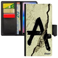 Противоударный чехол- книжка на смартфон // Samsung Galaxy A40 // "Анархия" Хаос Анархист, Utaupia, серый