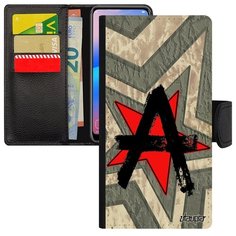 Простой чехол книжка на смартфон // Samsung Galaxy A40 // "Анархия" Анархизм Anarchy, Utaupia, серый