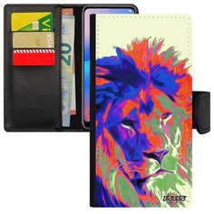Простой чехол- книжка на смартфон // Samsung Galaxy A40 // "Лев" Дизайн Стиль, Utaupia, белый