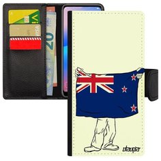 Модный чехол- книжка на смартфон // Galaxy A40 // "Флаг Новой Зеландии с руками" Дизайн Стиль, Utaupia, белый