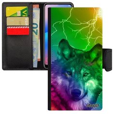 Простой чехол- книжка на смартфон // Samsung Galaxy A40 // "Дикий волк" Охота Дизайн, Utaupia, цветной