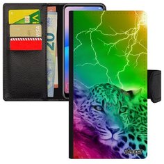 Красивый чехол- книжка на смартфон // Galaxy A40 // "Леопард" Зверь Охота, Utaupia, цветной