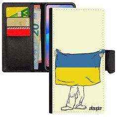 Защитный чехол книжка на смартфон // Samsung Galaxy A40 // "Флаг Украины с руками" Путешествие Патриот, Utaupia, белый