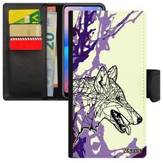 Чехол- книжка на смартфон // Samsung Galaxy A40 // "Волк" Wolf Охота, Utaupia, фиолетовый