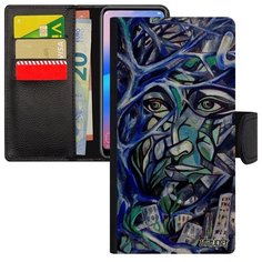 Защитный чехол- книжка на смартфон // Samsung Galaxy A40 // "Взгляд" Стиль Портрет, Utaupia, бирюзовый