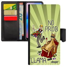 Чехол- книжка на смартфон // Samsung Galaxy A40 // "No prob lama" Веселый Комичный, Utaupia, светло- зеленый