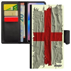 Противоударный чехол- книжка на смартфон // Galaxy A40 // "Флаг Англии на ткани" Стиль Государственный, Utaupia, белый