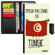 Красивый чехол- книжка на смартфон // Samsung Galaxy A40 // "Еду в Тунис" Туризм Государственный, Utaupia, белый