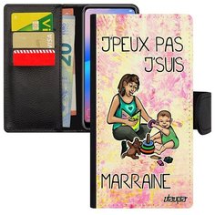 Яркий чехол книжка на смартфон // Galaxy A40 // "Не могу - стала крестной!" Крутой Рисунок, Utaupia, светло- розовый