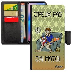 Защитный чехол- книжка на смартфон // Samsung Galaxy A40 // "Не могу - у меня матч!" Карикатура Комикс, Utaupia, зеленый