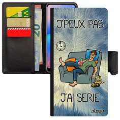 Чехол- книжка на смартфон // Galaxy A40 // "Не могу - у меня сериал!" Шутка Надпись, Utaupia, голубой