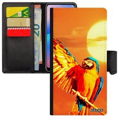 Защитный чехол книжка на смартфон // Galaxy A40 // "Попугай" Какаду Дизайн, Utaupia, оранжевый