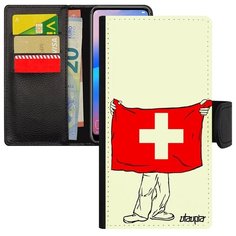 Защитный чехол книжка на смартфон // Galaxy A40 // "Флаг Швейцарии с руками" Страна Стиль, Utaupia, белый