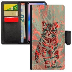 Красивый чехол- книжка на смартфон // Galaxy A40 // "Кот" Тигристый Стиль, Utaupia, розовый