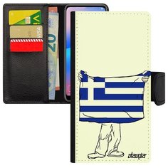 Защитный чехол- книжка на смартфон // Galaxy A40 // "Флаг Греции с руками" Патриот Дизайн, Utaupia, белый