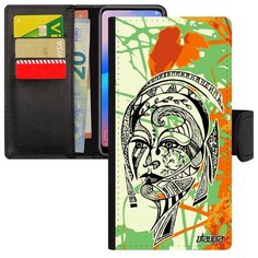 Стильный чехол книжка на смартфон // Galaxy A40 // "Портрет женщины" Этнический Феерия, Utaupia, цветной